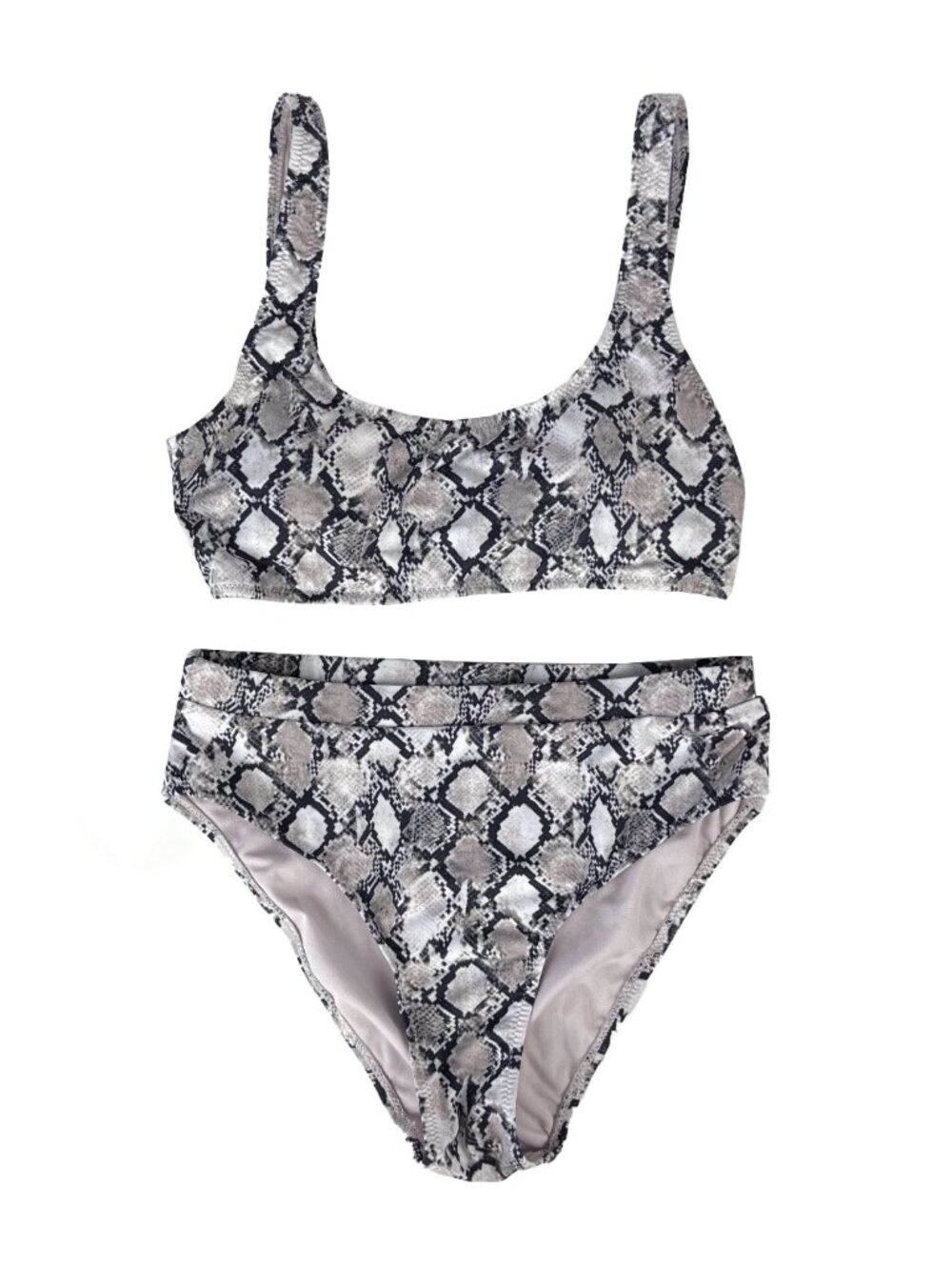 Envya Womens Small Snake Print Tank Top  Bikini High Waisted Like New Swim